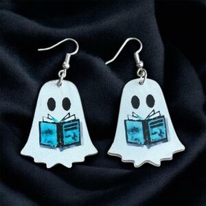5/$10 Spooky Book Lover Ghost Earrings